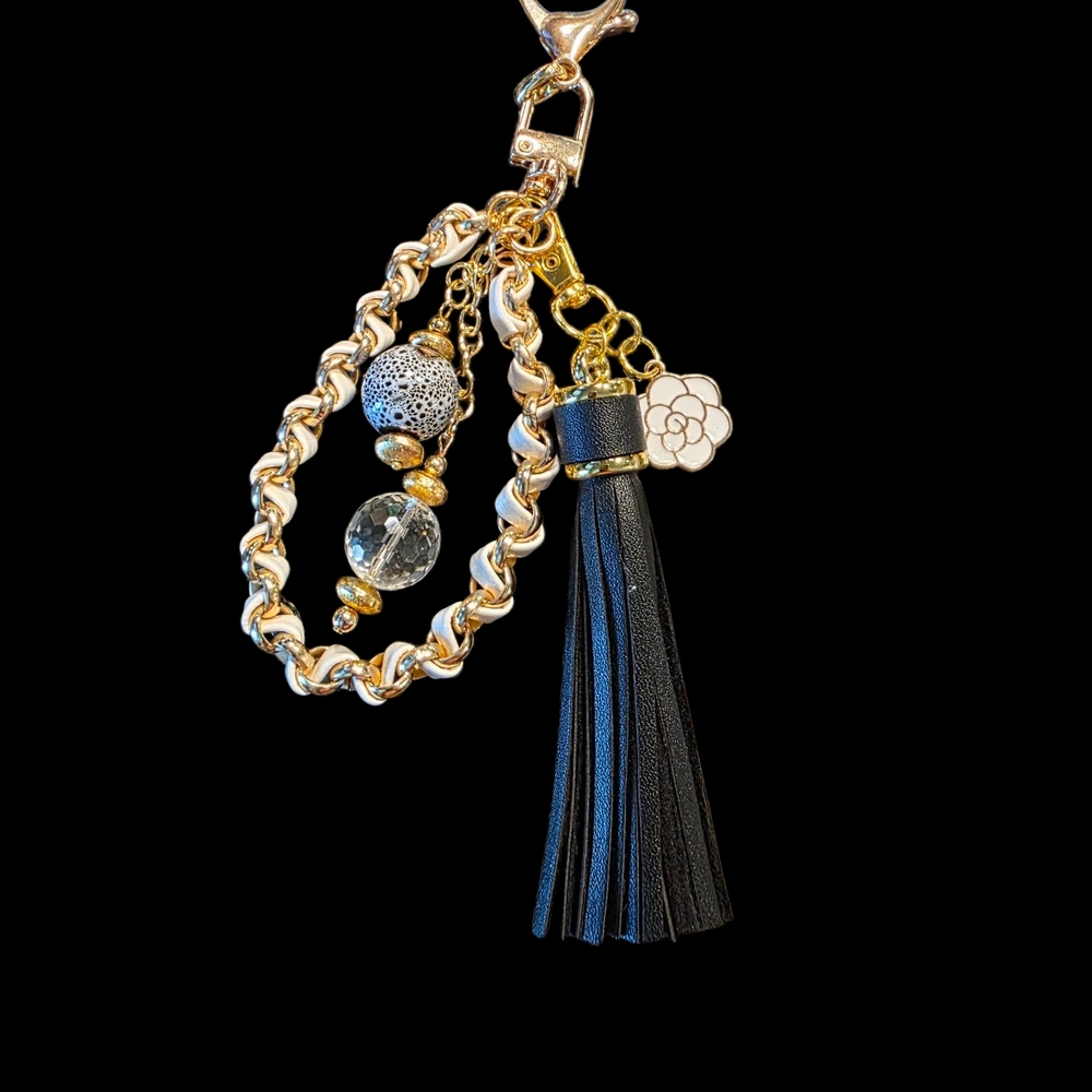 SALE!! Elegant Gold and Black Handbag Charm/Keychain